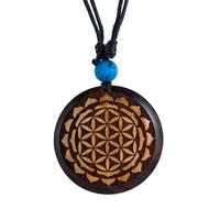 Load image into Gallery viewer, Holz KetteTürkis verstellbar Baumwolle rund Raute - chic-net.de
