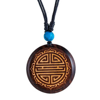 Load image into Gallery viewer, Holz KetteTürkis verstellbar Baumwolle rund Raute - chic-net.de
