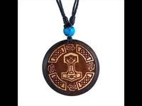 Load image into Gallery viewer, Holz KetteTürkis verstellbar Baumwolle rund Raute - chic-net.de
