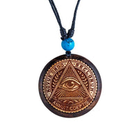 Load image into Gallery viewer, Holz KetteTürkis verstellbar Baumwolle rund Raute - chic-net.de
