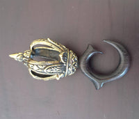 Cargar imagen en el visor de la galería, Holz Ohr Hook Piercing Ohrgewicht gold antik dunkel 4mm 10,3g Messing Tropfen - chic-net.de
