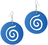 Load image into Gallery viewer, Holz Ohrringe Spirale blau 50 mm Edelstahl Ohrhänger - chic-net.de
