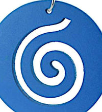 Load image into Gallery viewer, Holz Ohrringe Spirale blau 50 mm Edelstahl Ohrhänger - chic-net.de
