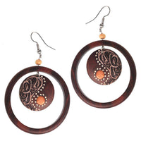 Load image into Gallery viewer, Holz Ohrringe teilweise bunt bemalt Edelstahl Bügel - chic-net.de
