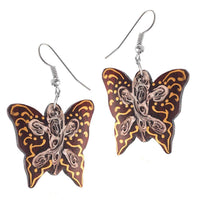 Load image into Gallery viewer, Holz Ohrringe teilweise bunt bemalt Edelstahl Bügel - chic-net.de
