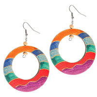 Load image into Gallery viewer, Holz Ohrringe teilweise bunt bemalt Edelstahl Bügel - chic-net.de
