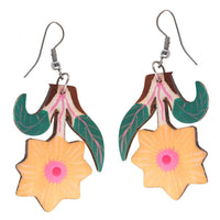 Load image into Gallery viewer, Holz Ohrringe teilweise bunt bemalt Edelstahl Bügel - chic-net.de
