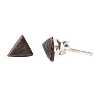 Load image into Gallery viewer, Holz-Ohrstecker, Dreieck, Kokosnuss, 6 mmØ, Dunkelbraun, 925er Sterlingsilber-Stift - chic-net.de
