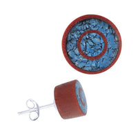 Load image into Gallery viewer, Holz Ohrstecker Edelstahl crushed Türkis rund 8 mm Scheibe Steininlay - chic-net.de
