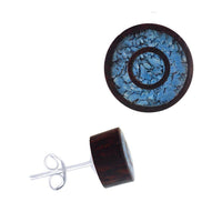 Load image into Gallery viewer, Holz Ohrstecker Edelstahl crushed Türkis rund 8 mm Scheibe Steininlay - chic-net.de
