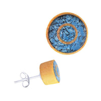 Load image into Gallery viewer, Holz Ohrstecker Edelstahl crushed Türkis rund 8 mm Scheibe Steininlay - chic-net.de
