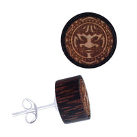 Load image into Gallery viewer, Holz Ohrstecker Edelstahl Perlmutt rund 8 mm Scheibe verschiedene Motive - chic-net.de
