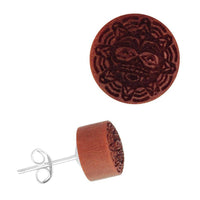 Load image into Gallery viewer, Holz Ohrstecker Edelstahl Perlmutt rund 8 mm Scheibe verschiedene Motive - chic-net.de
