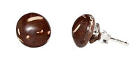 Load image into Gallery viewer, Holz Ohrstecker glänzend braun 925er Silber Stift Kokosholz gemasert - chic-net.de
