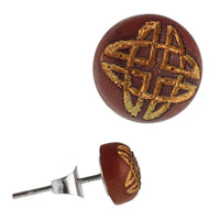 Load image into Gallery viewer, Holz Ohrstecker keltisch Knoten Sterlingsilber 925er rund 8 mm Lasergravur golden - chic-net.de
