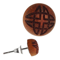 Load image into Gallery viewer, Holz Ohrstecker keltisch Knoten Sterlingsilber 925er rund 8 mm Lasergravur golden - chic-net.de
