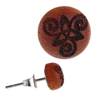 Cargar imagen en el visor de la galería, Holz Ohrstecker Triqueta Triskele Sterlingsilber 925er 8 mm Lasergravur golden - chic-net.de
