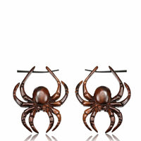 Load image into Gallery viewer, Holz Pin Creolen Narraholz Horn-Pin dunkelbraun gemasert handgefertigt groß - chic-net.de
