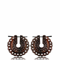 Load image into Gallery viewer, Holz Pin Creolen Narraholz Horn-Pin dunkelbraun gemasert handgefertigt groß - chic-net.de
