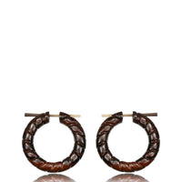 Load image into Gallery viewer, Holz Pin Creolen Narraholz Horn-Pin dunkelbraun gemasert handgefertigt groß - chic-net.de
