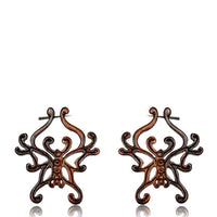 Load image into Gallery viewer, Holz Pin Creolen Narraholz Horn-Pin dunkelbraun gemasert handgefertigt groß - chic-net.de
