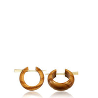 Load image into Gallery viewer, Holz Pin Creolen Olivenholz Horn-Pin hell gemasert handgefertigt - chic-net.de
