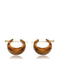 Load image into Gallery viewer, Holz Pin Creolen Olivenholz Horn-Pin hell gemasert handgefertigt - chic-net.de
