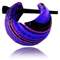 Load image into Gallery viewer, Holz Pin-Ohrringe gestreift blau Holz Creolen 10 mm unisex - chic-net.de
