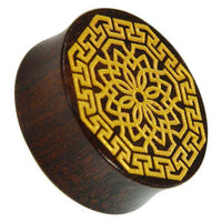 Load image into Gallery viewer, Holz Plug Blumen Wabe gold double flared - chic-net.de
