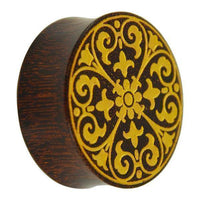 Load image into Gallery viewer, Holz Plug Gothic Kreuz gold double flared - chic-net.de

