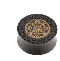 Cargar imagen en el visor de la galería, Holz Plug Ornament Muster beige dunkel double flared - chic-net.de
