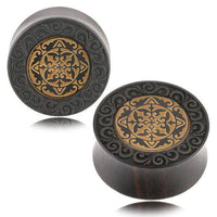 Cargar imagen en el visor de la galería, Holz Plug Ornament Muster beige dunkel double flared - chic-net.de
