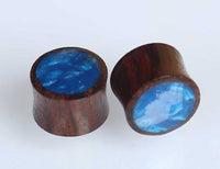 Load image into Gallery viewer, Holz Plug Sonoholz blau schillernd Resin Inlay - chic-net.de
