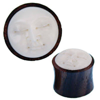 Load image into Gallery viewer, Holz Plug Sonoholz Bone Inlay Gesicht weiß - chic-net.de
