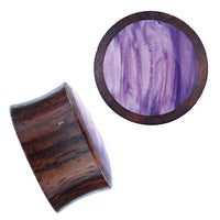 Load image into Gallery viewer, Holz Plug Sonoholz lila schillernd Resin Inlay double flared.
