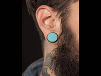 Cargar imagen en el visor de la galería, Holz Plug Sonoholz türkis schillernd Inlay Resin hellblau double flared - chic-net.de
