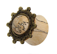Cargar imagen en el visor de la galería, Holz Plug Tamarinde Punkte Dreiecke Afghan Style Brass gold - chic-net.de
