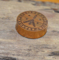 Cargar imagen en el visor de la galería, Holz Plug Teakholz Rune Leben Tod Punkte double flared - chic-net.de
