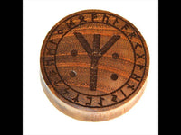 Cargar imagen en el visor de la galería, Holz Plug Teakholz Rune Leben Tod Punkte double flared - chic-net.de
