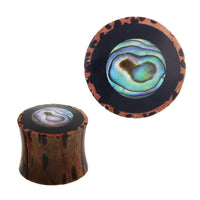 Load image into Gallery viewer, Holz Plug Tunnel Kokosholz Resin Paua Abalone Kreise schillernd Tribal Expander - chic-net.de
