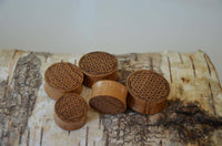 Load image into Gallery viewer, Holz Teakholz Plug Blume des Lebens double flared - chic-net.de
