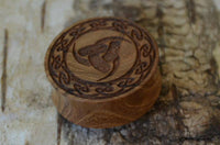 Cargar imagen en el visor de la galería, Holz Teakholz Plug Odins Horn Knotenrand double flared - chic-net.de
