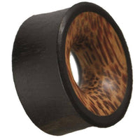Load image into Gallery viewer, Holz Tunnel Eisenholz schwarz Kokosholz Inlay Punkte Maserung Tribal Piercing - chic-net.de
