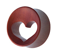 Load image into Gallery viewer, Holz Tunnel rotbraun Herz ausgestanzt konkav double flared - chic-net.de
