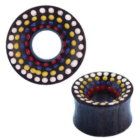 Load image into Gallery viewer, Holz Tunnel Sonoholz handbemalt bunt Punkte Plug Polka Dots - chic-net.de
