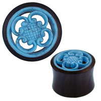 Load image into Gallery viewer, Holz Tunnel Sonoholz Resin Türkis Inlay Spiralbögen Blume - chic-net.de

