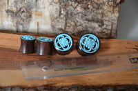 Load image into Gallery viewer, Holz Tunnel Sonoholz Resin Türkis Inlay Spiralbögen Blume - chic-net.de
