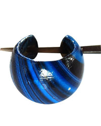 Load image into Gallery viewer, Holzcreolen Pin-Ohrringe Pin-Creolen Kokosholz Harz Damen Schmuck Blau Schwarz - chic-net.de
