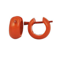 Load image into Gallery viewer, Holzcreolen Pin-Ohrringe Pin-Creolen Kokosholz Harz Damen Schmuck Orange - chic-net.de
