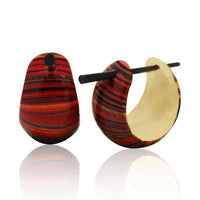 Load image into Gallery viewer, Holzcreolen Pin-Ohrringe Pin-Creolen Kokosholz Harz Damen Schmuck Rot Schwarz - chic-net.de
